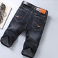 Jeans Shorts Men Elastic Straight Denim Mid Waist Loose Shorts