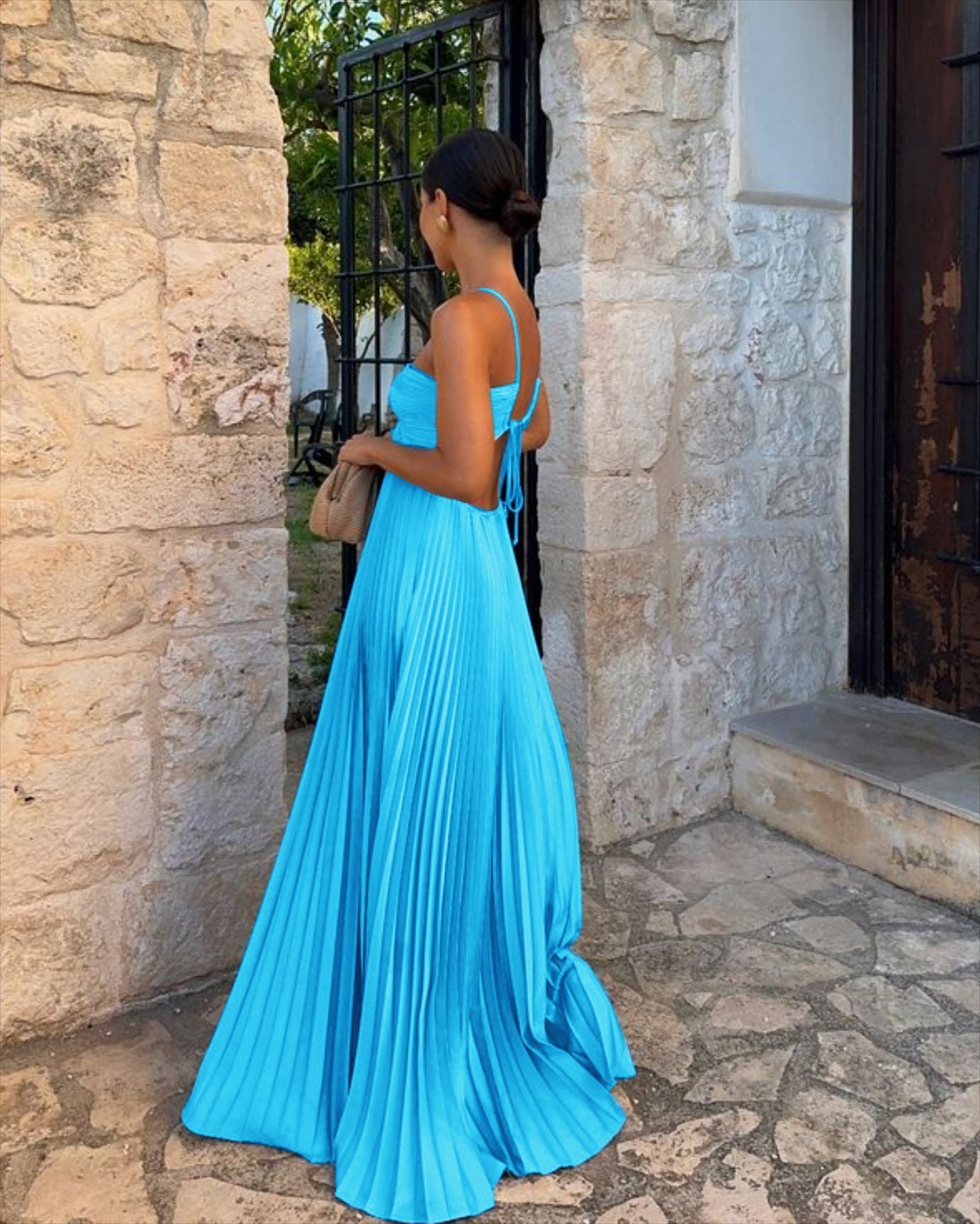 Ins Pleated Sleeveless Sling Dress