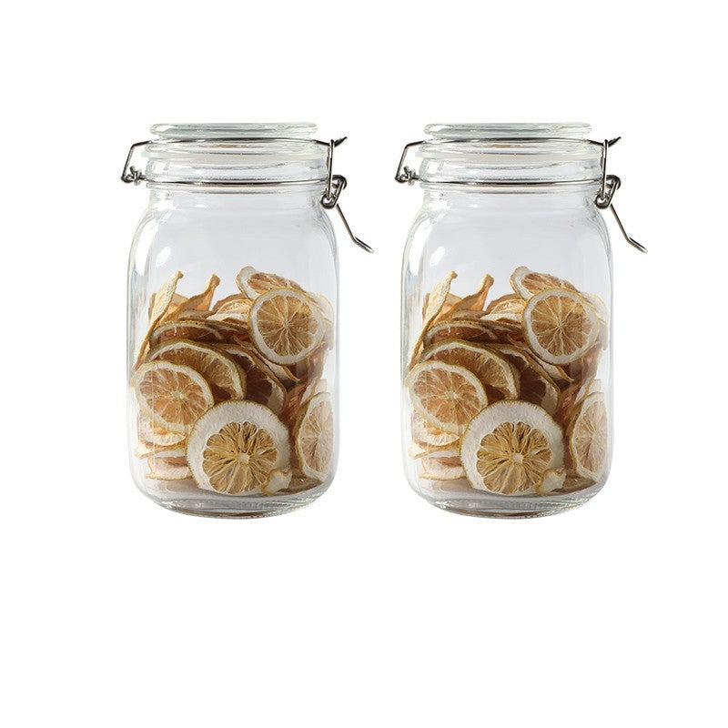 Round Glass Tea Jar Food Storage Box Preservation Container