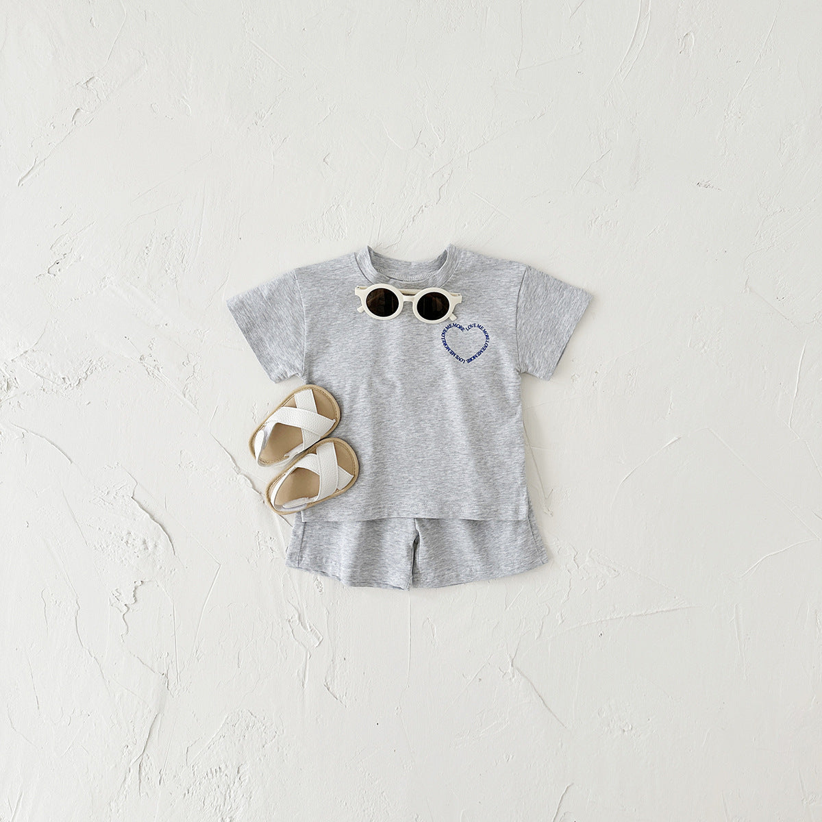 Heart Printing Short Sleeve Suit Korean Style