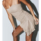 Ins Tube Top Dress With Drawstring Design Summer Backless Dresses
