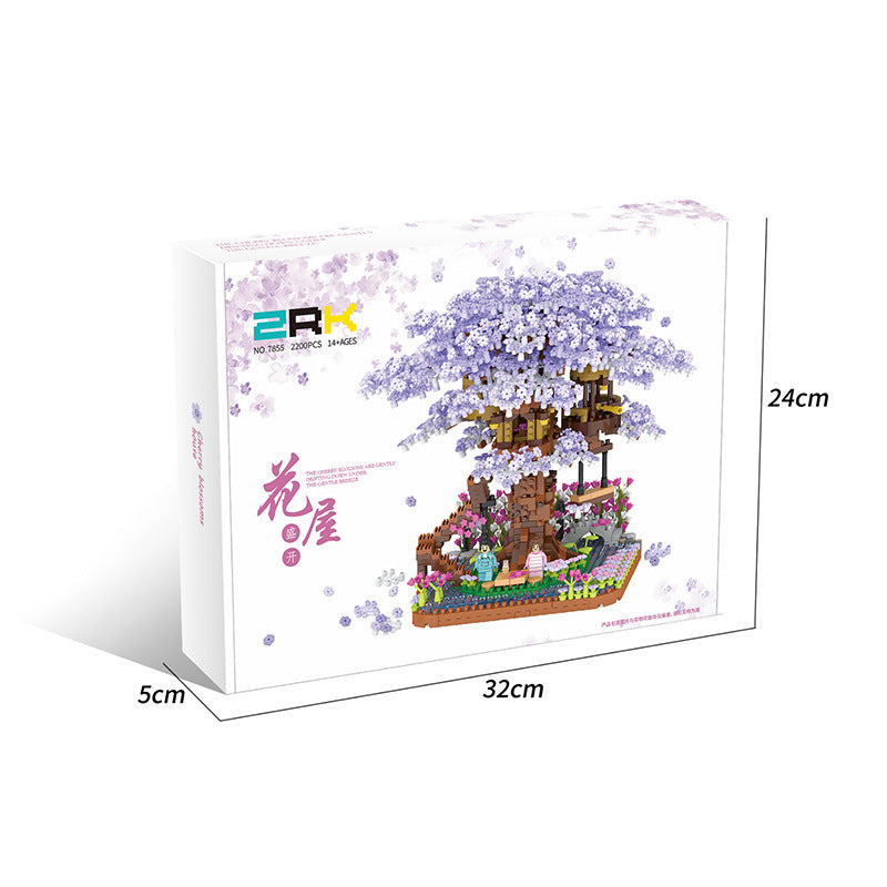 Purple Tree House Tiny Particles Puzzle Assembly