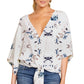 New V Neck Blouse Women Leopard Print Shirts Floral Tie Front Blouses Batwing Summer Oversize Ladies Tops