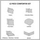 12 Piece Comforter Set With Cotton Bed Sheets Silver Cal King