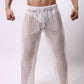 new fashion men sexy mesh trousers men casual hollow trousers