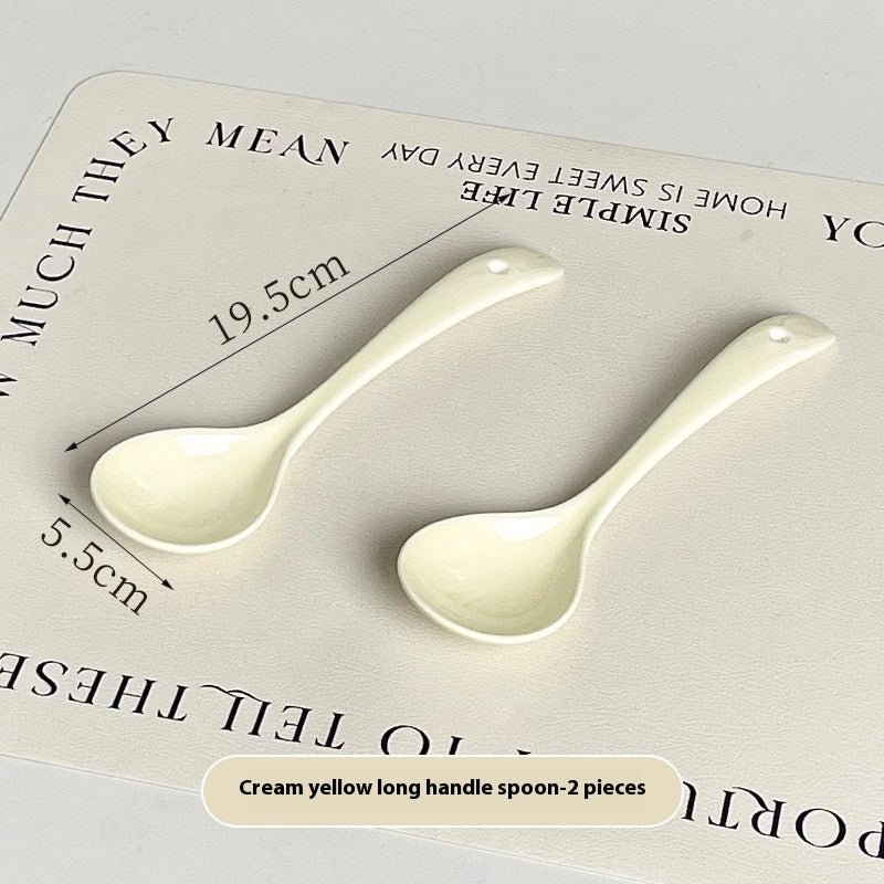 Spoon Ceramic Spoon Long Handle Noodle Spoon Porridge Spoon Spoon Soup Spoon