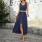 Summer Round-neck Sleeveless Split Dress