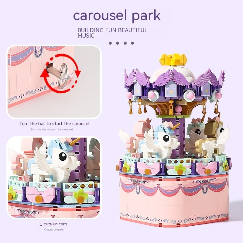 Carousel Music Box Particles Assembled Building Block Toys