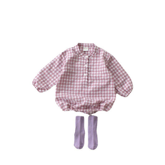 Long Sleeve Plaid Jumpsuit Baby Boy And Baby Girl