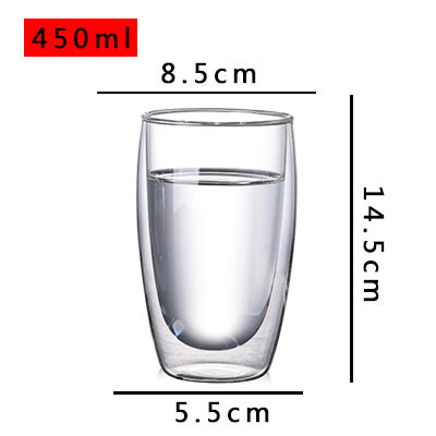 Household Double Layer Transparent Glass Water Cup