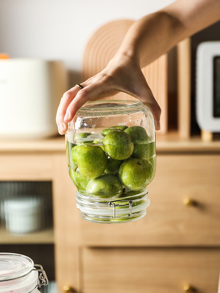 Round Glass Tea Jar Food Storage Box Preservation Container