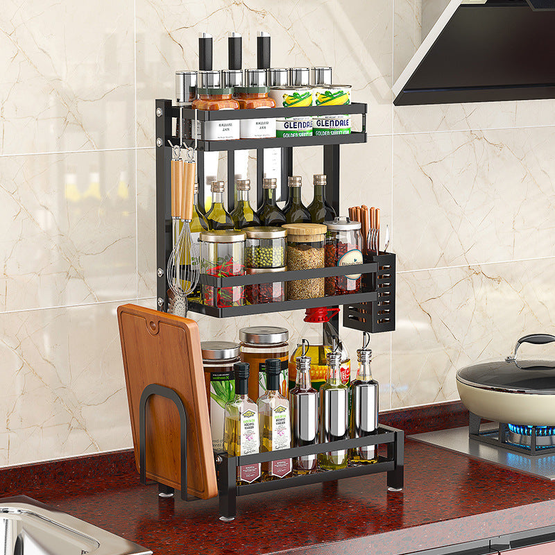Stainless Steel Kitchen Rack Thickened Seasoning Rack Multi Layer Kitchen Seasoning Storage Rack