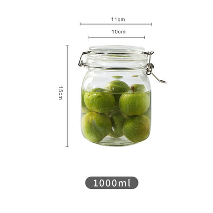 Round Glass Tea Jar Food Storage Box Preservation Container