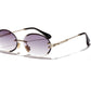 Women Oval crystal glasses eye ear ladies Rimless