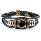 Zodiac Sign Bracelets For Women Men 12 Constellation Beaded Hand Woven PU Leather Bracelets