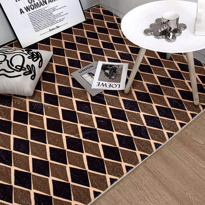 Modern Minimalist Diamond Checkerboard Rug