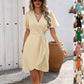 V-neck Short-sleeved Dress Summer Fashion Slim A-line Dresses