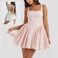 Square Neck Sleeveless Dress With Backless