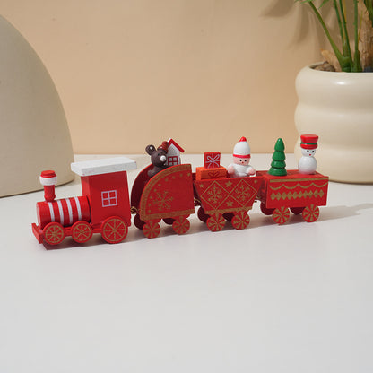 Christmas Decorations Wooden Train Children's Gifts
