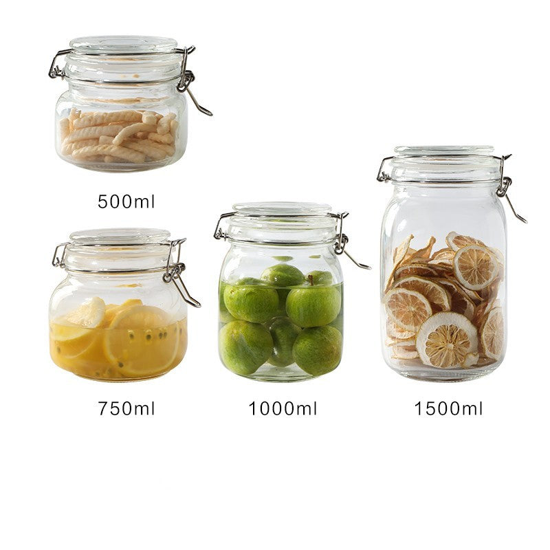 Round Glass Tea Jar Food Storage Box Preservation Container