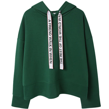 Long sleeve pullover hooded collar top