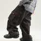 Boy Winter Fleece Lining Workwear Leather Pants