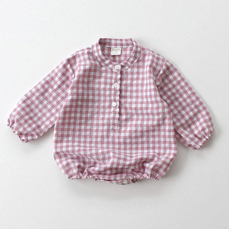 Long Sleeve Plaid Jumpsuit Baby Boy And Baby Girl