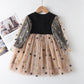 Girls Autumn Knitted Children's Skirts Girls Long Sleeve Mesh Dress