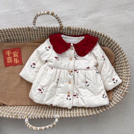 Baby Girl Coat Autumn And Winter Fashionable Cotton Clothing Fleece-lined