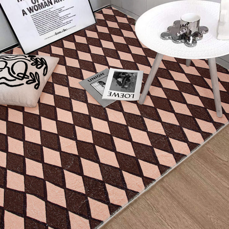 Modern Minimalist Diamond Checkerboard Rug
