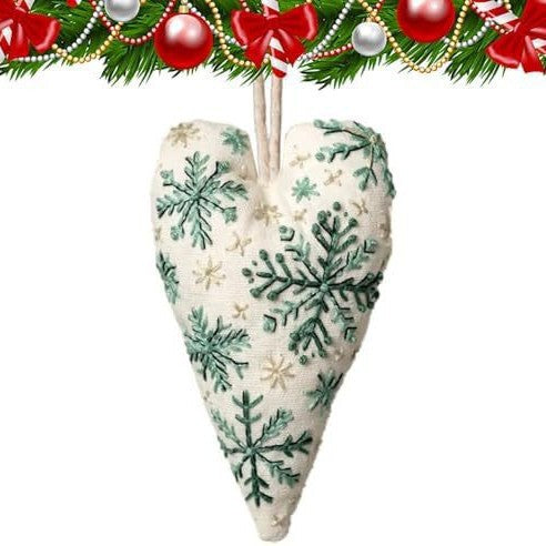 Heart-shaped Embroidery Christmas Decorative Pendant