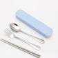 Portable stainless steel tableware tableware box three sets of chopsticks spoon suit Student Travel Gift Set
