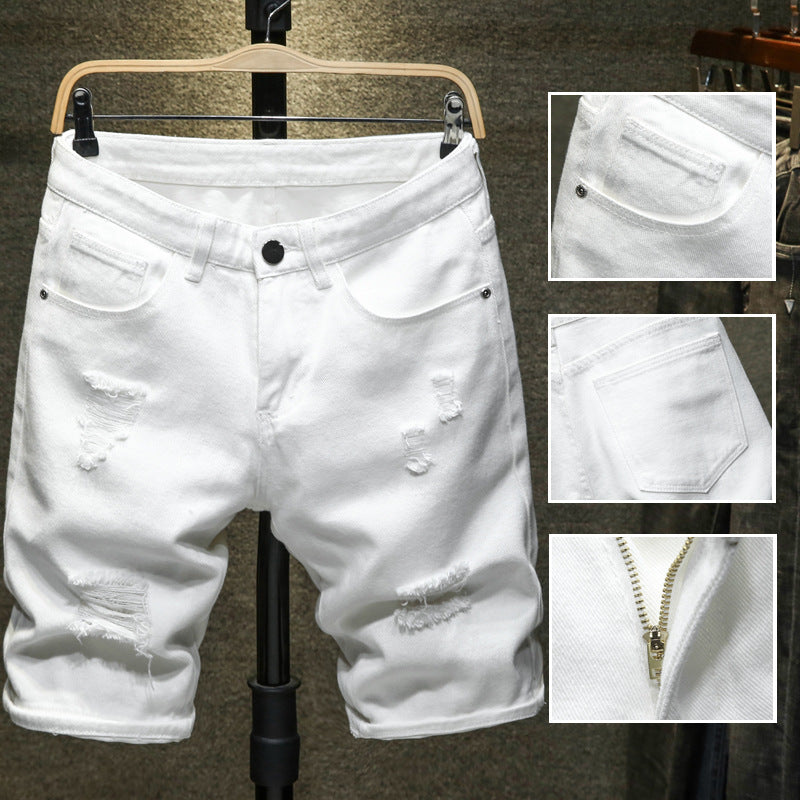 Men's Jeans Shorts Ripped Thin Breeches