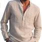 Men Vintage White Shirt Button Linen Shirts