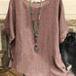Women Fashion Casual Shirts Solid Color 3 4 Sleeve Round Neck Blouses Summer Loose Tops Streetwear