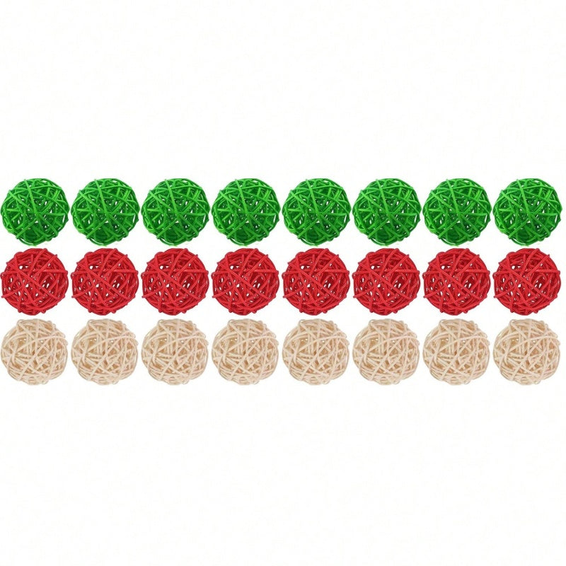 30 Pcs Christmas Rattan Balls Decorations Christmas Wicker Balls