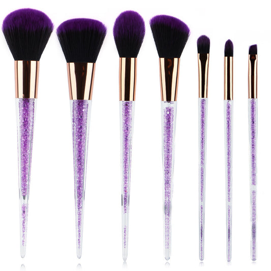 7 Purple Crystal Makeup Brushes Beginner Beauty Tools Brush Set New