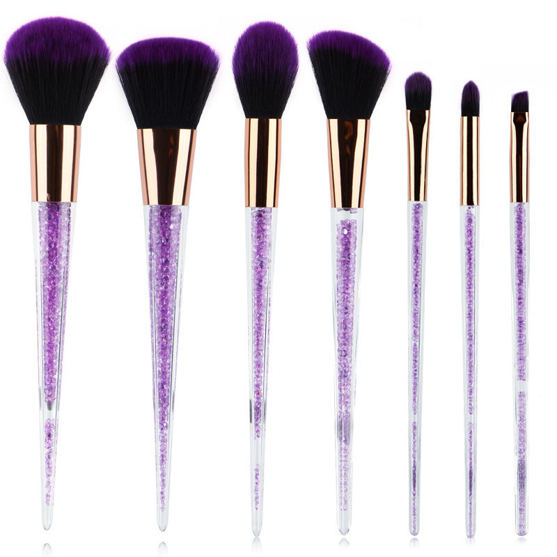 7 Purple Crystal Makeup Brushes Beginner Beauty Tools Brush Set New