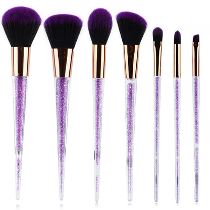 7 Purple Crystal Makeup Brushes Beginner Beauty Tools Brush Set New