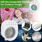 4 In 1 Portable Mini Desktop Air Conditioner Fan Water Mist Cooling Fan USB Rechargeable Humidifier Fan Evaporative Air Cooler 3 Wind Modes Colorful Lights