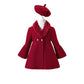 Children's Clothing Young And Little Girls Winter Solid Color Stitching Fur Collar Woolen Coat Outerwear