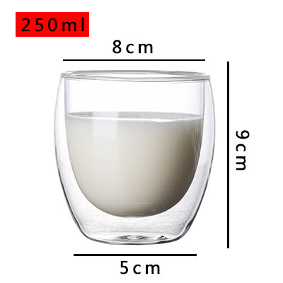 Household Double Layer Transparent Glass Water Cup