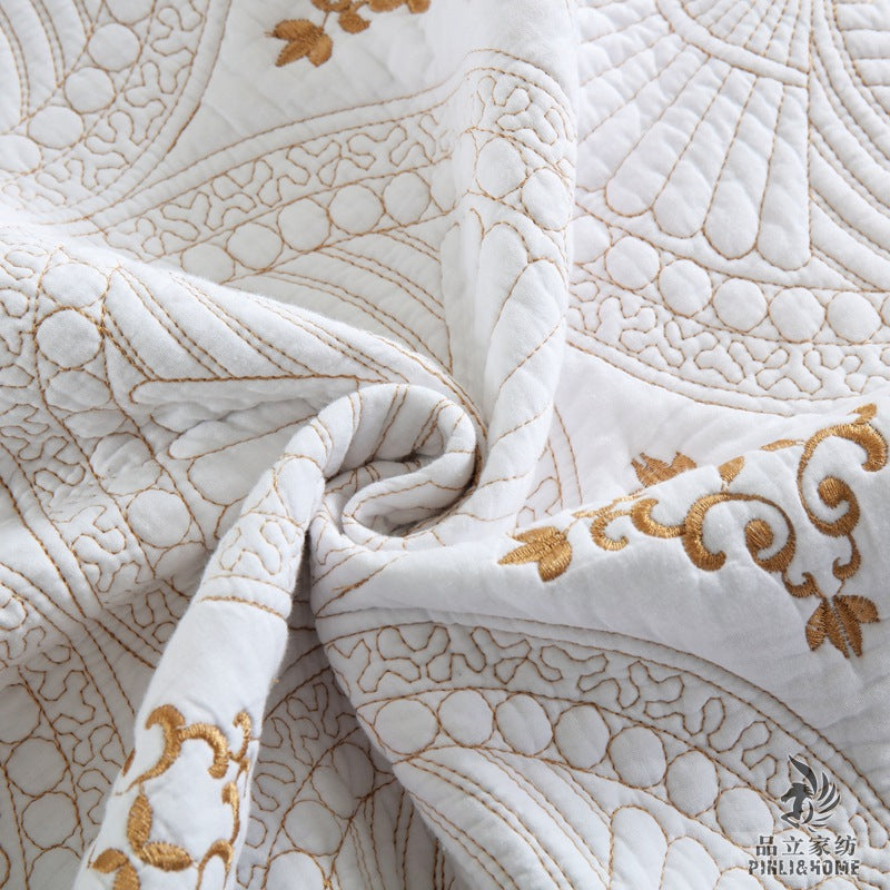 European-style Cotton Embroidery Clip Sheets Double Thick Washable Pure Cotton Bed Cover