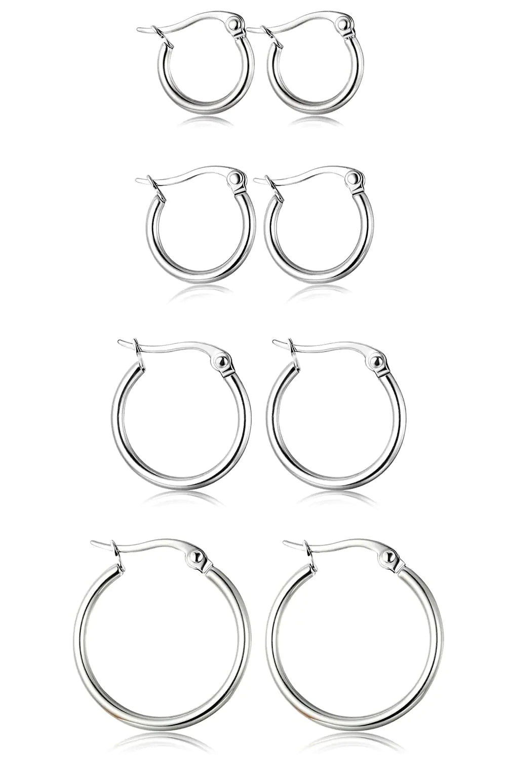ORAZIO 4 Pairs Stainless Steel Hoop Earrings Set