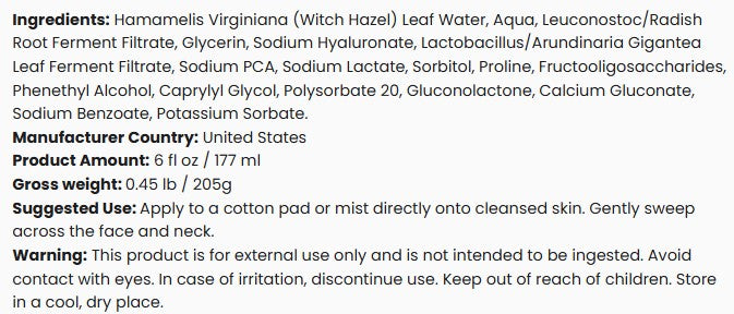 Witch Hazel Pore Perfecting Toner
