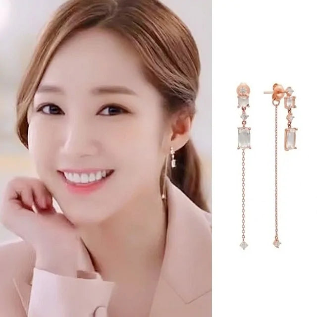 MENGJIQIAO 2019 Korean TV Star Crystal Tassel Drop Earrings