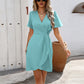 V-neck Short-sleeved Dress Summer Fashion Slim A-line Dresses