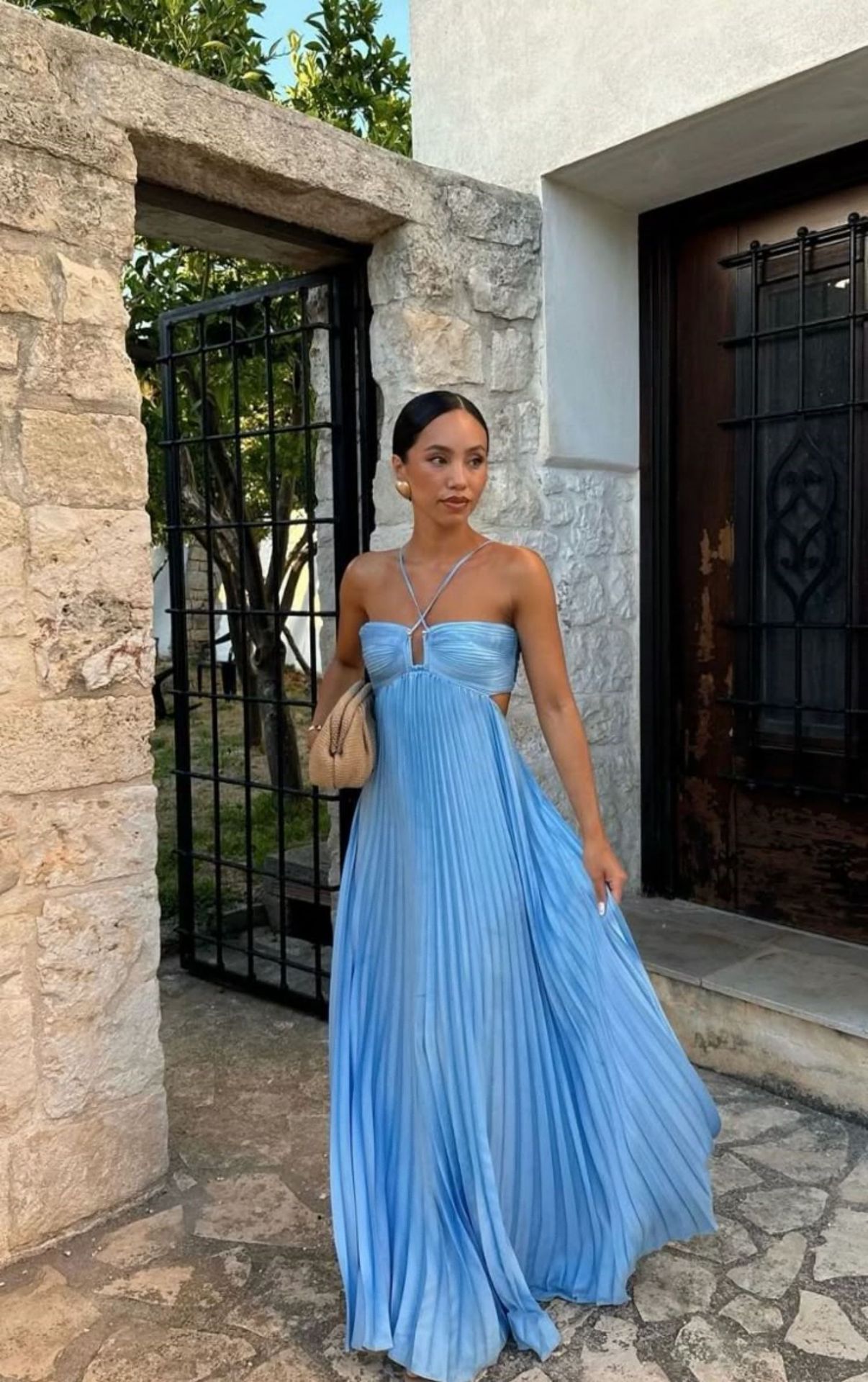 Ins Pleated Sleeveless Sling Dress