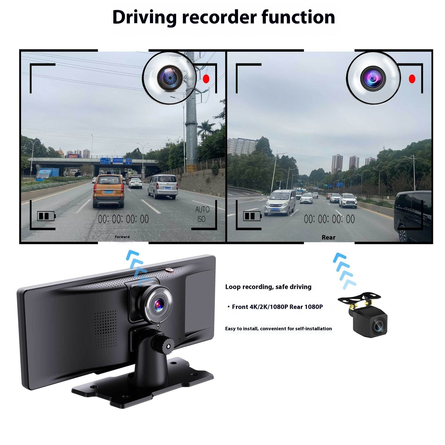 Wireless Carplay Light Sense Wifi Navigation Driving Recorder