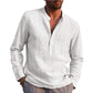 Men Vintage White Shirt Button Linen Shirts
